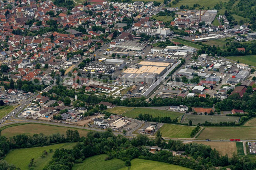 Ofterdingen from above - Town View of the streets and houses of the residential areas in Ofterdingen in the state Baden-Wuerttemberg, Germany