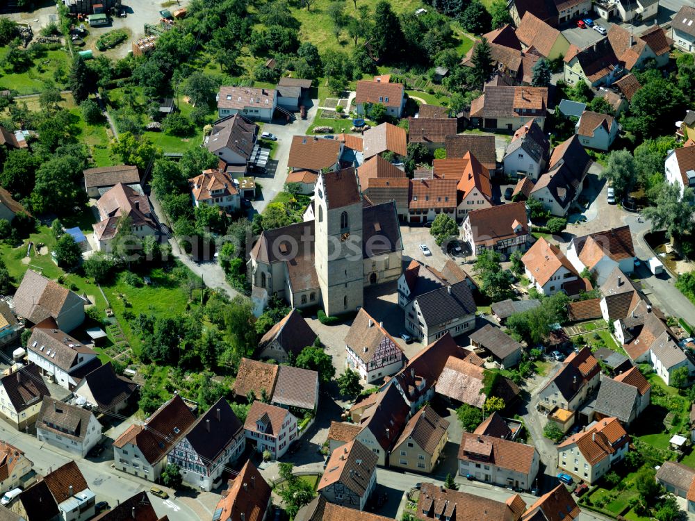 Aerial image Ofterdingen - Town View of the streets and houses of the residential areas in Ofterdingen in the state Baden-Wuerttemberg, Germany