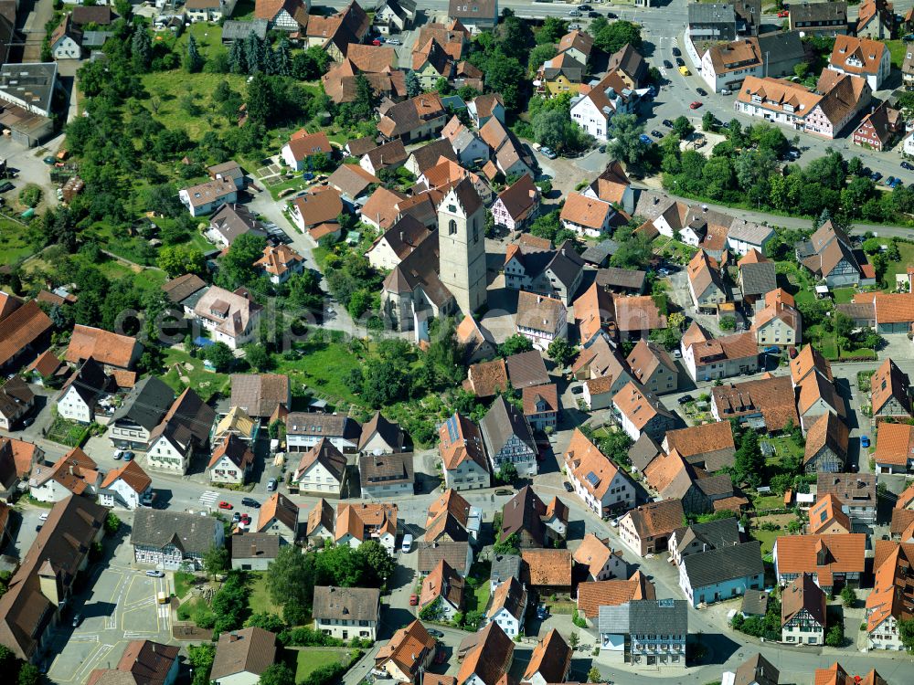 Aerial photograph Ofterdingen - Town View of the streets and houses of the residential areas in Ofterdingen in the state Baden-Wuerttemberg, Germany