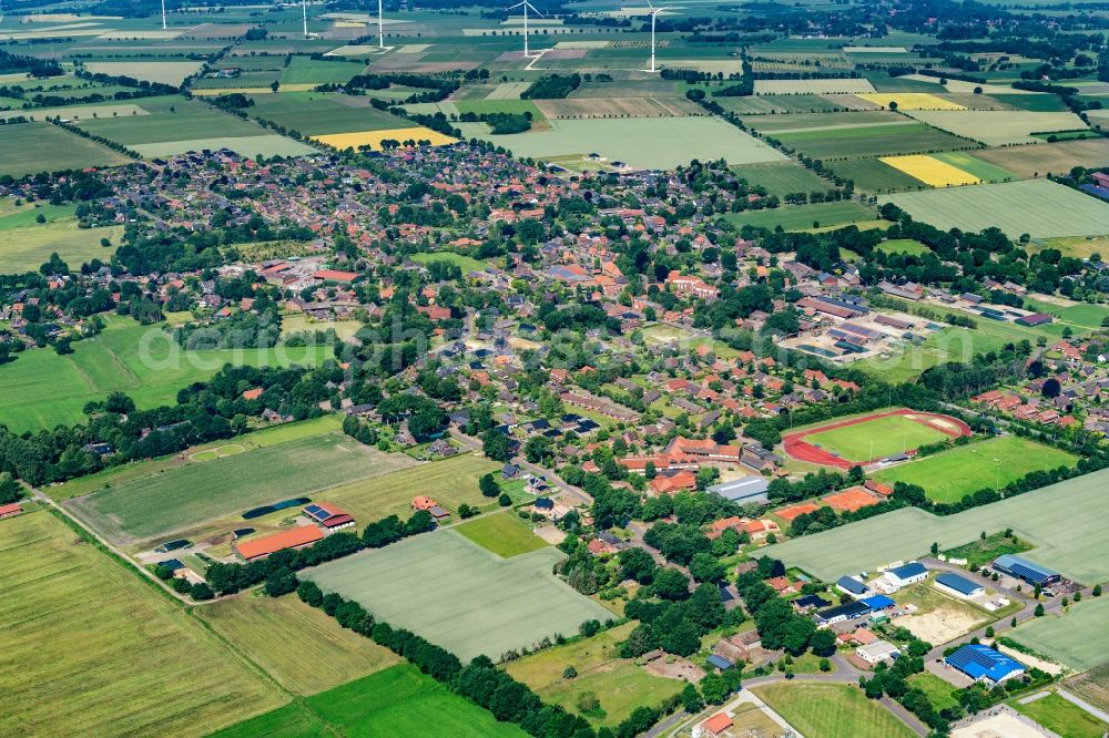 Aerial image Oldendorf - Town View of the streets and houses of the residential areas in Oldendorf in the state Lower Saxony, Germany