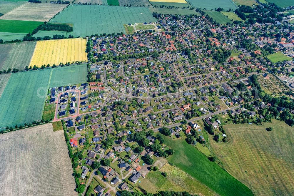 Aerial image Oldendorf - Town View of the streets and houses of the residential areas in Oldendorf in the state Lower Saxony, Germany