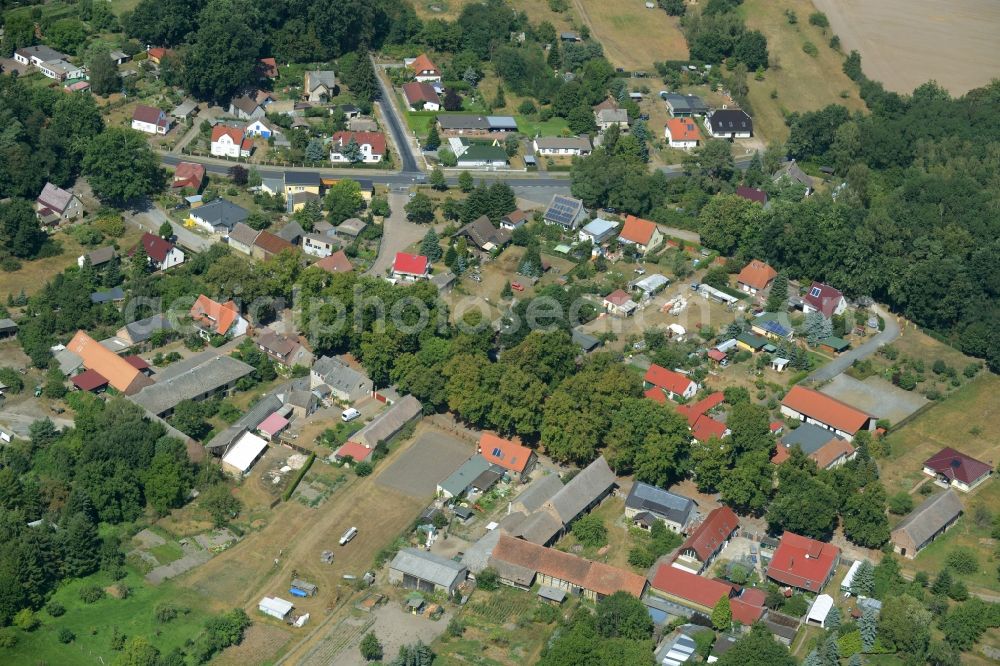 Aerial photograph Groß Schauen - View of the streets and houses of the residential areas in Gross Schauen which is a district of the small town Storkow ( Mark) in the state Brandenburg