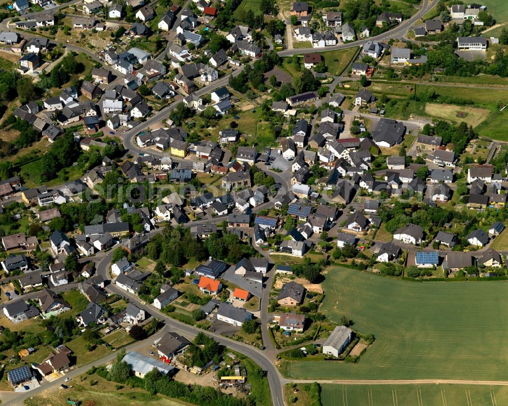 Aerial image Gamlen - View of Gamlen in the state of Rhineland-Palatinate. The borough and municipiality is located in the county district of Cochem-Zell on the edge of the Eifel Region. Gamlen is surrounded by agricultural land, meadows and forest and is located on both sides of the Brohlbach creek