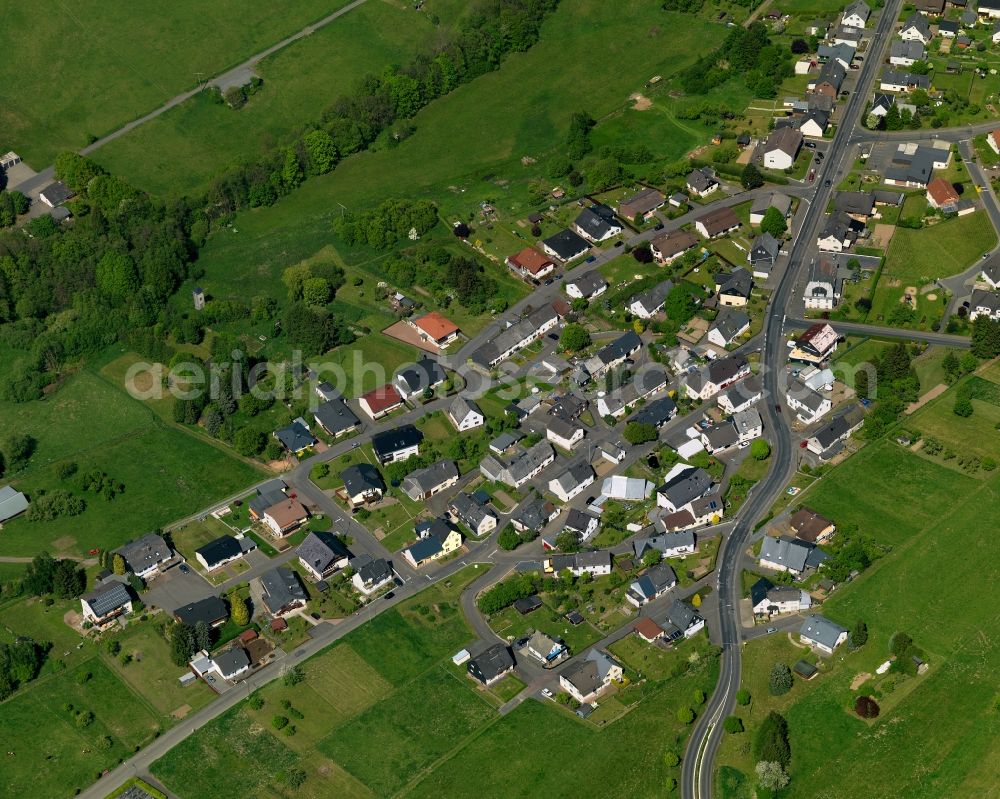 Aerial photograph Hahn bei Marienberg - View of the borough of Hahn bei Marienberg in the state of Rhineland-Palatinate. The borough is located in the county district and region of Westerwald. The residential village is surrounded by fields and meadows