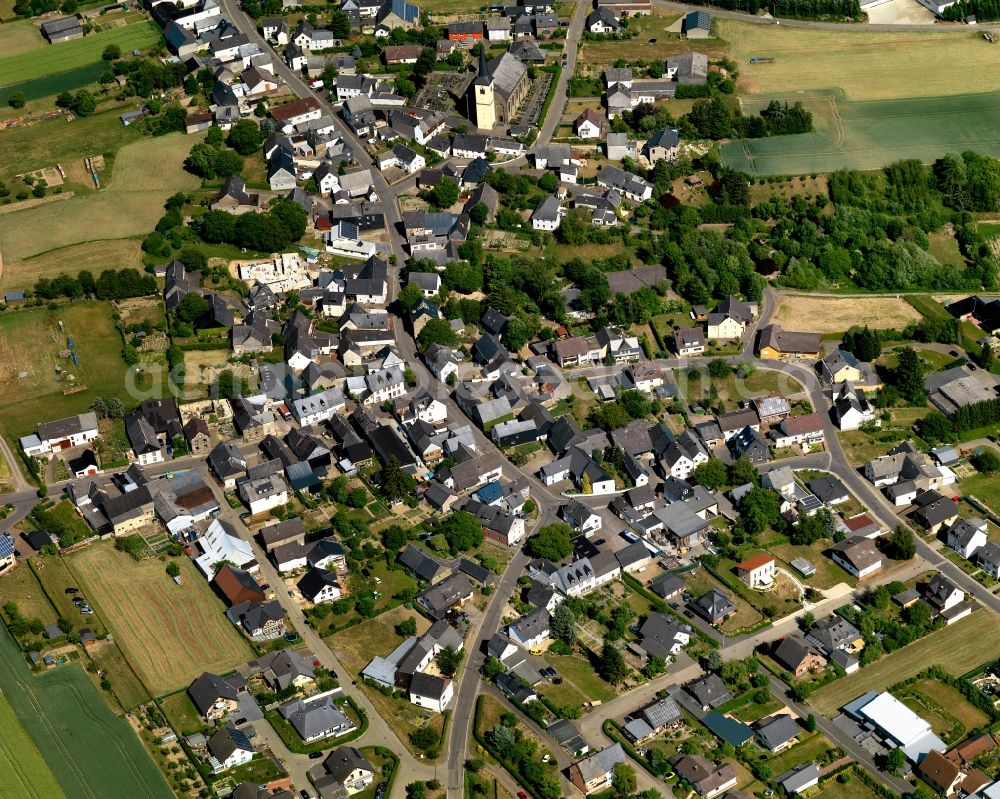 Aerial image Hambuch - View of Hambuch in the state of Rhineland-Palatinate. The borough and municipiality is located in the county district of Cochem-Zell on the edge of the Eifel Region. Hambuch is surrounded by agricultural land and meadows and is located close to the federal motorway A48