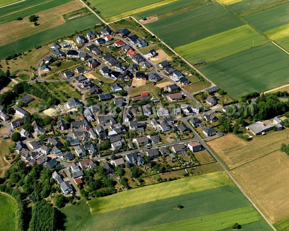 Aerial photograph Landkern - View of Landkern in the state of Rhineland-Palatinate. The borough and municipiality is an official tourist resort and located in the county district of Cochem-Zell on the edge of the Endert valley. Landkern is surrounded by agricultural land and meadows and includes several small estates and hamlets