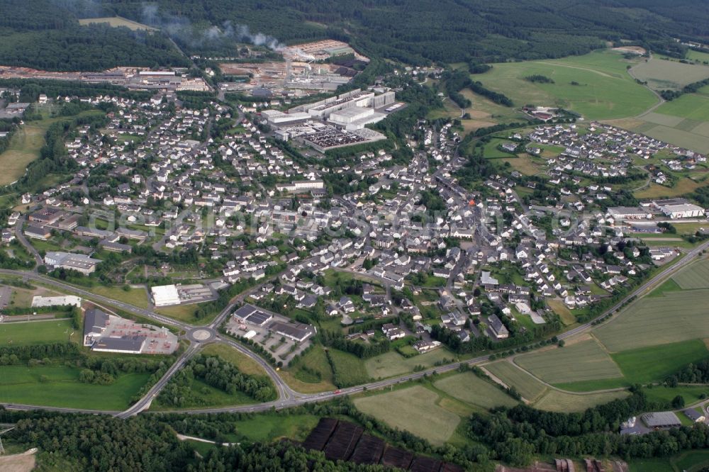 Morbach from the bird's eye view: View of Morbach in the state of Rhineland-Palatinate. Morbach is located in the county district of Bernkastel-Wittlich. It is an official spa resort and economic centre of the region