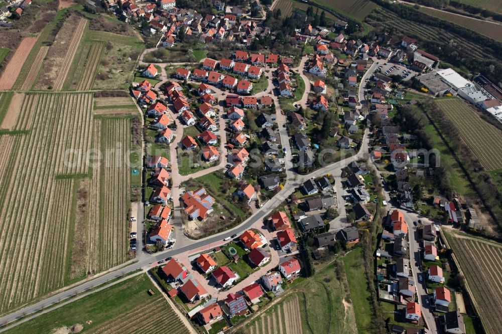 Aerial photograph Nackenheim - View of Nackenheim in the state of Rhineland-Palatinate. The borough and municipiality is located in the county district of Mainz-Bingen, on the left riverbank of the Rhine. The official tourist resort is an important wine-growing village in the Rhine Hesse region and surrounded by fields and vineyards