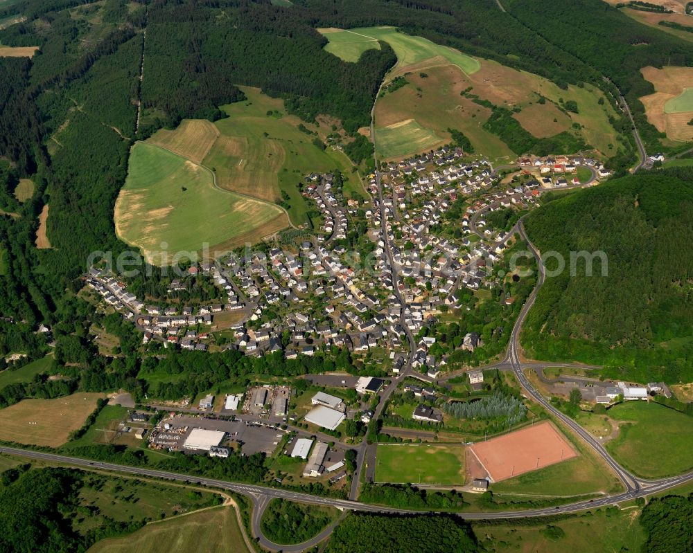 Niederwörresbach from above - Local view of the local church Niederwoerresbach in Rhineland-Palatinate