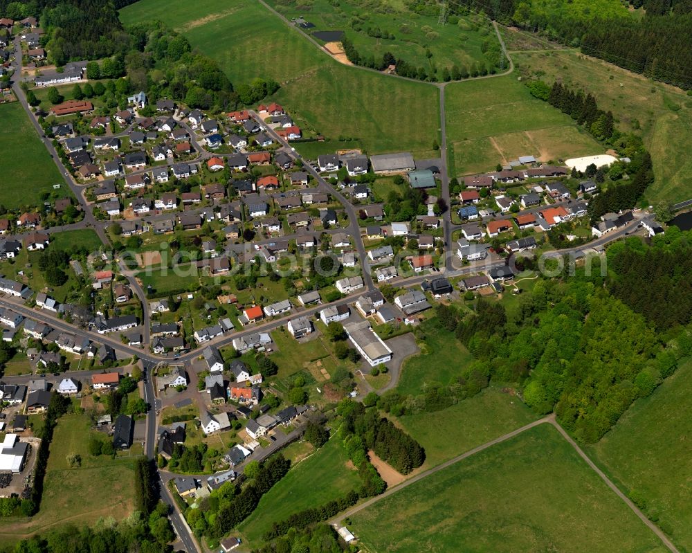 Nisterau from the bird's eye view: View of the borough of Nisterau in the state of Rhineland-Palatinate. The borough is located in the county district and region of Westerwald. The residential village is surrounded by fields and meadows