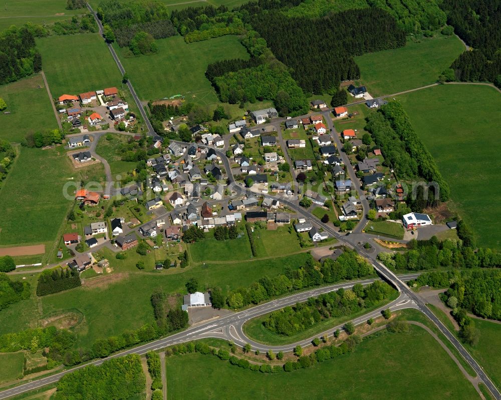 Salzburg from the bird's eye view: View of the borough of Salzburg (Westerwald) in the state of Rhineland-Palatinate. The borough is located in the county district and region of Westerwald. The residential village is surrounded by fields and meadows