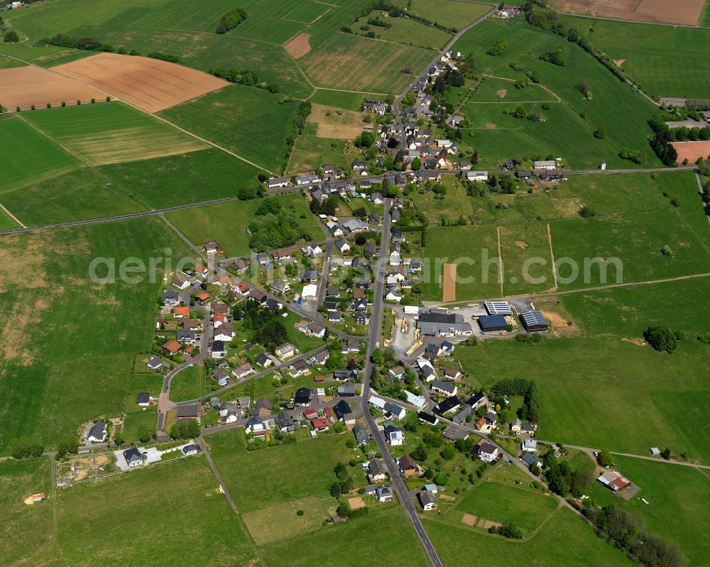 Stockhausen-Illfurth from the bird's eye view: View of the borough of Stockhausen-Illfurth in the state of Rhineland-Palatinate. The borough is located in the county district and region of Westerwald. The residential village is surrounded by fields and meadows