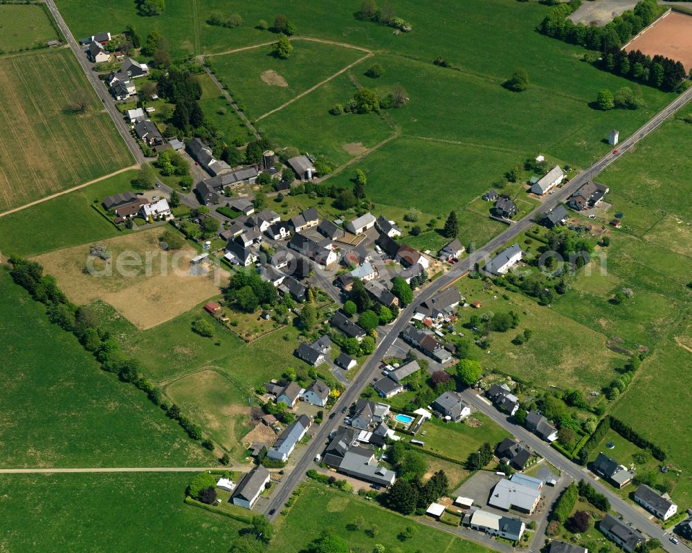 Aerial photograph Stockhausen-Illfurth - View of the borough of Stockhausen-Illfurth in the state of Rhineland-Palatinate. The borough is located in the county district and region of Westerwald. The residential village is surrounded by fields and meadows