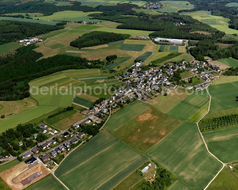 Aerial image Tellig - View of Tellig in the state of Rhineland-Palatinate. Tellig is located in the county district of Cochem-Zell, in the Northern Hunsrueck region. The borough and municipiality consists of residential areas and agricultural land. It is home to the Oldtimer Tractors Club