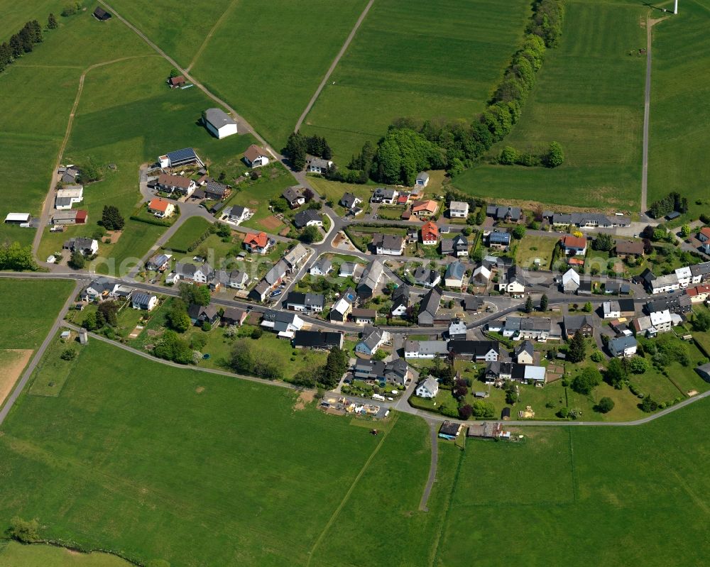 Aerial image Waigandshain - View of the borough of Waigandshain in the state of Rhineland-Palatinate. The borough is located in the county district and region of Westerwald. The residential village is surrounded by fields and meadows