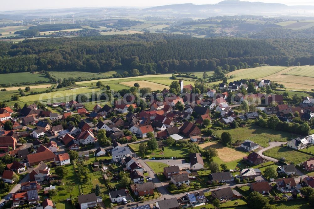 Aerial image Marienmünster - Town View of the streets and houses of the residential areas in the district Altenbergen in Marienmuenster in the state North Rhine-Westphalia