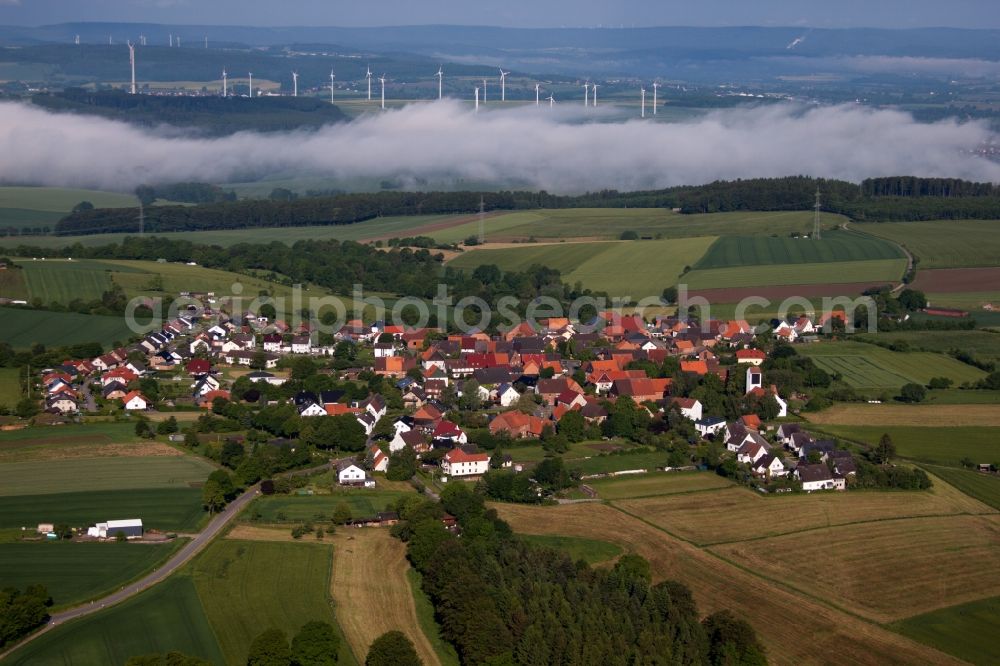 Aerial photograph Marienmünster - Town View of the streets and houses of the residential areas in the district Altenbergen in Marienmuenster in the state North Rhine-Westphalia