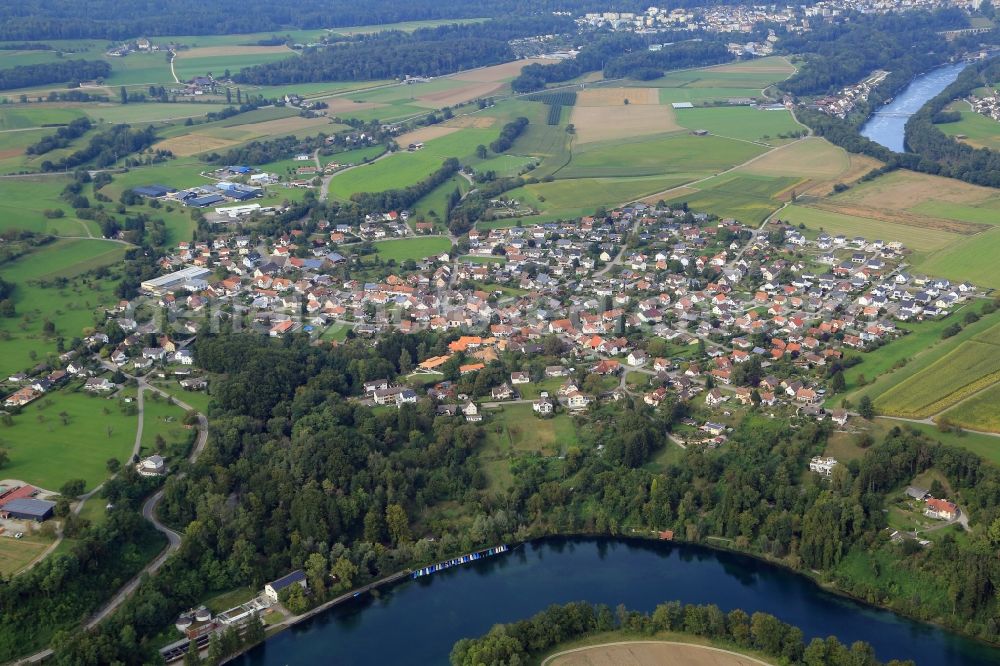 Aerial photograph Jestetten - Town view of the streets and houses of the residential areas in the district Altenburg in Jestetten in the state Baden-Wuerttemberg, Germany