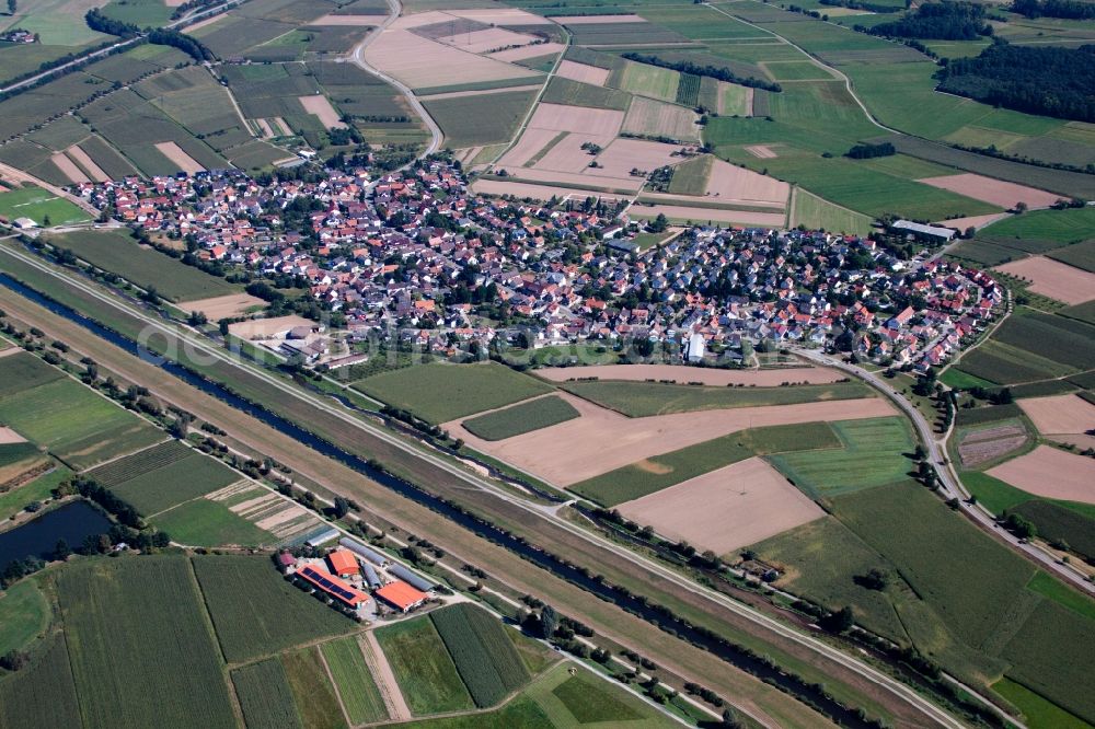 Offenburg from above - Town View of the streets and houses of the residential areas in the district Buehl in Offenburg in the state Baden-Wuerttemberg, Germany