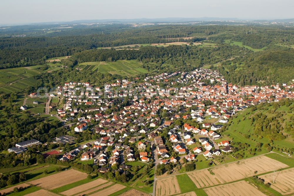 Keltern from above - Town View of the streets and houses of the residential areas in the district Dietlingen in Keltern in the state Baden-Wuerttemberg