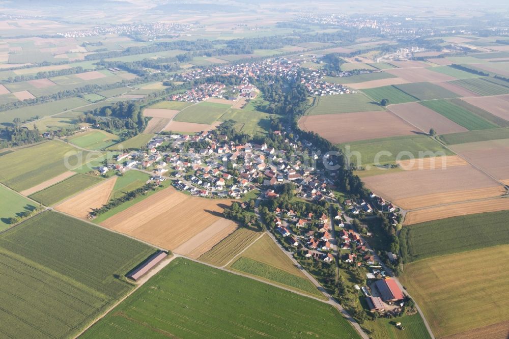 Ertingen from the bird's eye view: Town View of the streets and houses of the residential areas in the district Erisdorf in Ertingen in the state Baden-Wuerttemberg