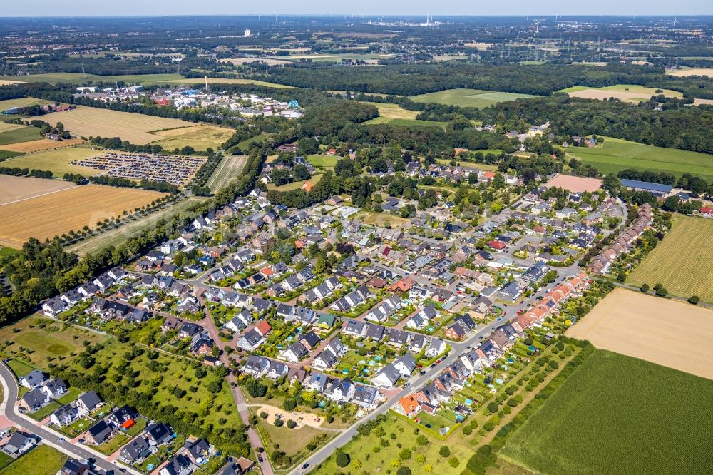 Aerial image Bottrop - Town View of the streets and houses of the residential areas in the district Feldhausen in Bottrop in the state North Rhine-Westphalia, Germany