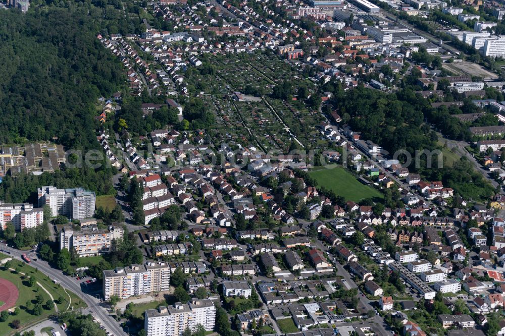 Konstanz from the bird's eye view: Town View of the streets and houses of the residential areas in the district Fuerstenberg in Konstanz in the state Baden-Wuerttemberg, Germany