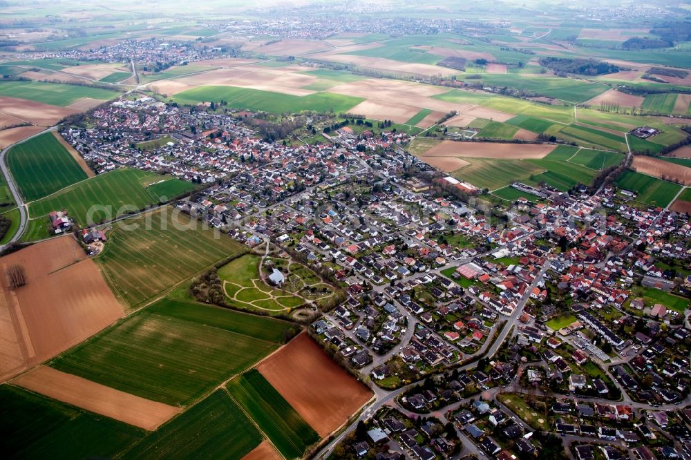 Reinheim from above - Town View of the streets and houses of the residential areas in the district Georgenhausen in Reinheim in the state Hesse, Germany