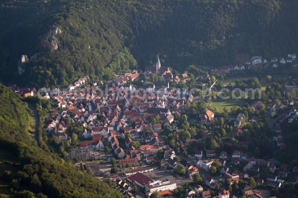 Blaubeuren from above - Town View of the streets and houses of the residential areas in the district Gerhausen in Blaubeuren in the state Baden-Wuerttemberg