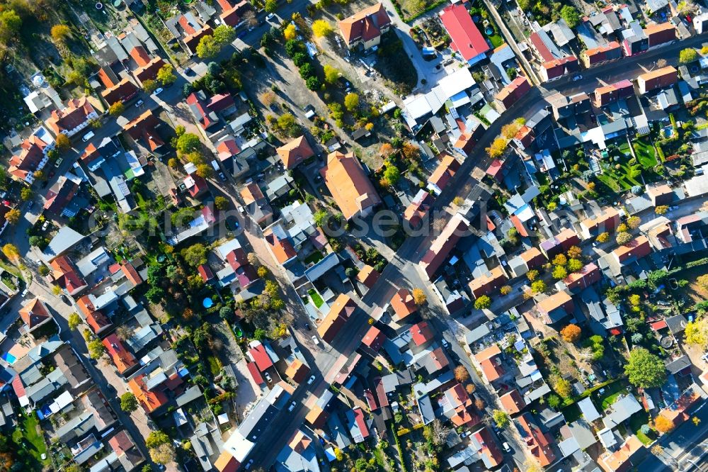 Bitterfeld-Wolfen from above - Town View of the streets and houses of the residential areas in the district Greppin in Bitterfeld-Wolfen in the state Saxony-Anhalt, Germany