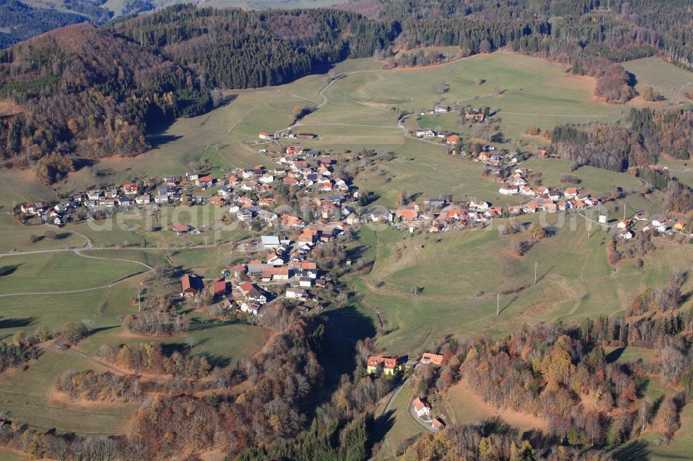 Zell im Wiesental from the bird's eye view: Village and district Gresgen in Zell im Wiesental in the Black Forest in the state Baden-Wurttemberg, Germany