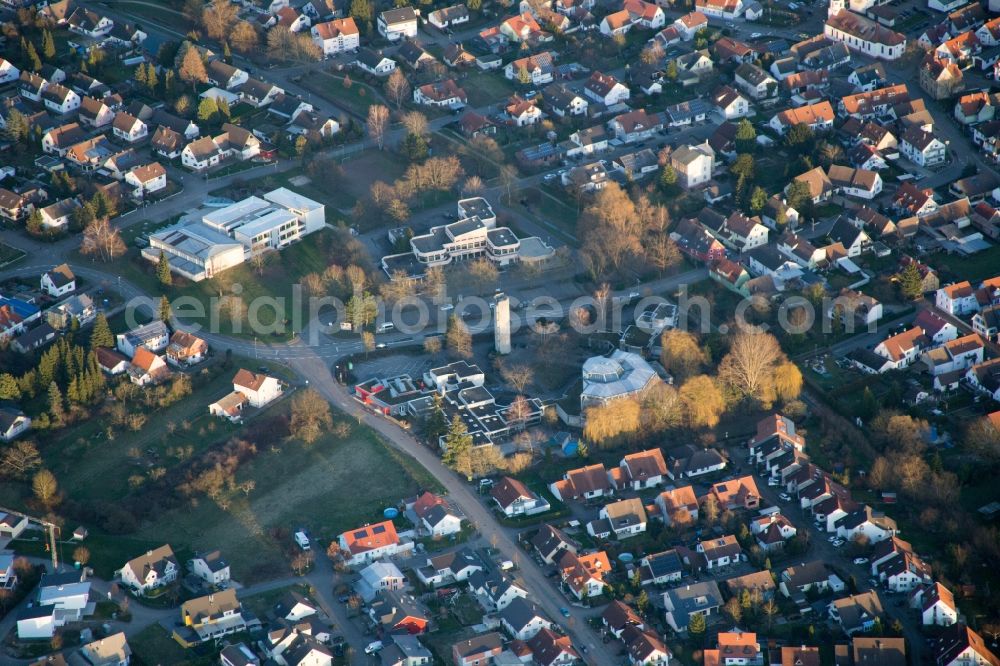 Aerial image Elchesheim-Illingen - Town View of the streets and houses of the residential areas in the district Illingen in Elchesheim-Illingen in the state Baden-Wuerttemberg