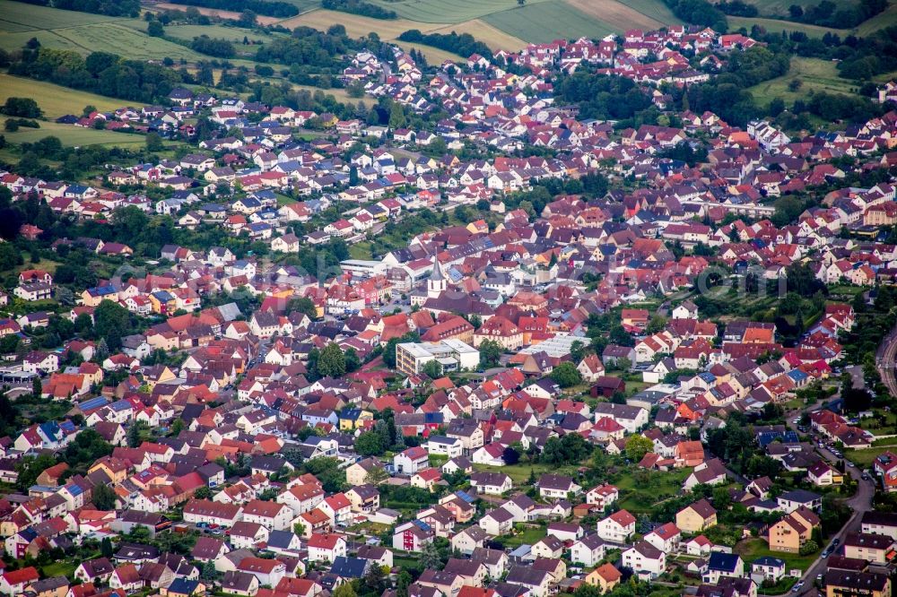 Aerial image Walzbachtal - Town View of the streets and houses of the residential areas in the district Joehlingen in Walzbachtal in the state Baden-Wuerttemberg, Germany