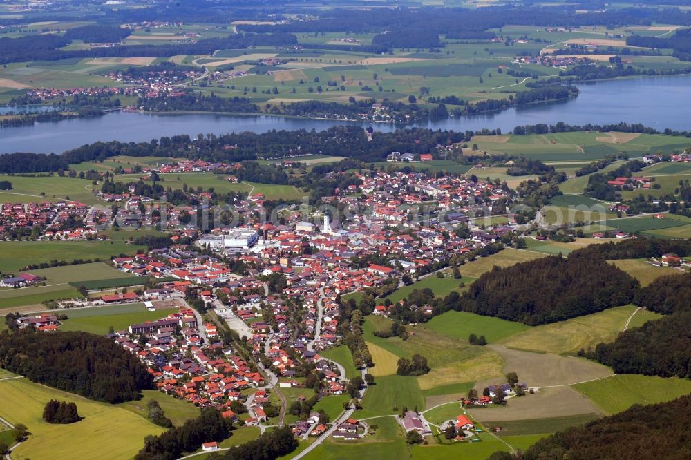 Aerial image Waging am See - Town View of the streets and houses of the residential areas in the district Kammering in Waging am See in the state Bavaria, Germany