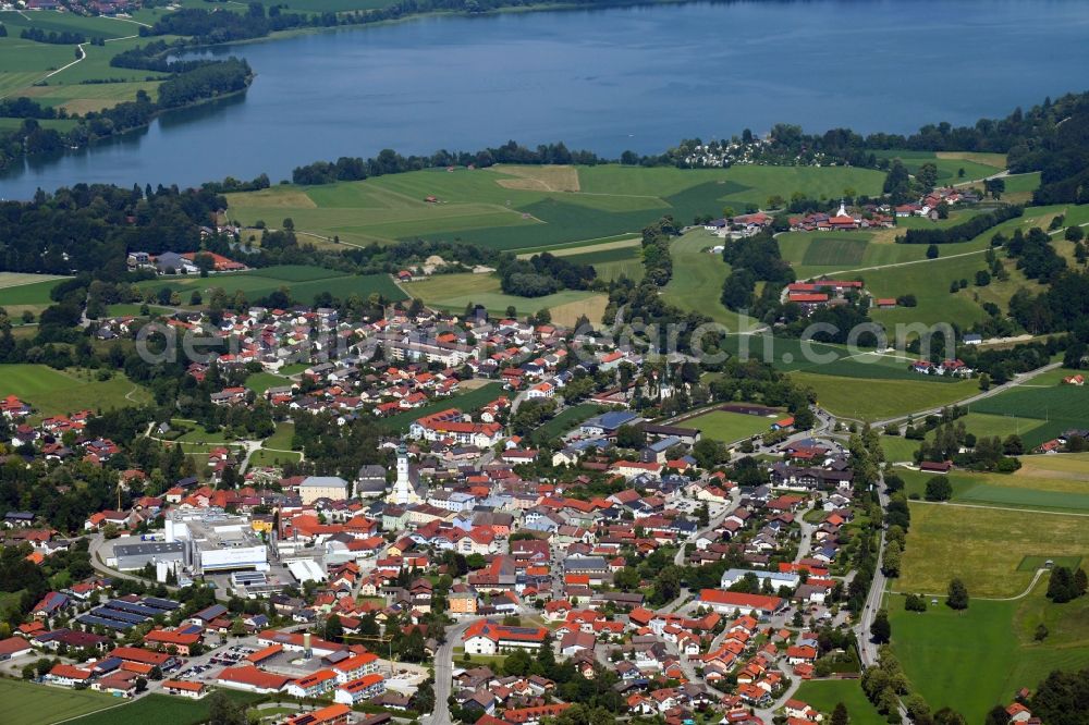 Waging am See from above - Town View of the streets and houses of the residential areas in the district Kammering in Waging am See in the state Bavaria, Germany