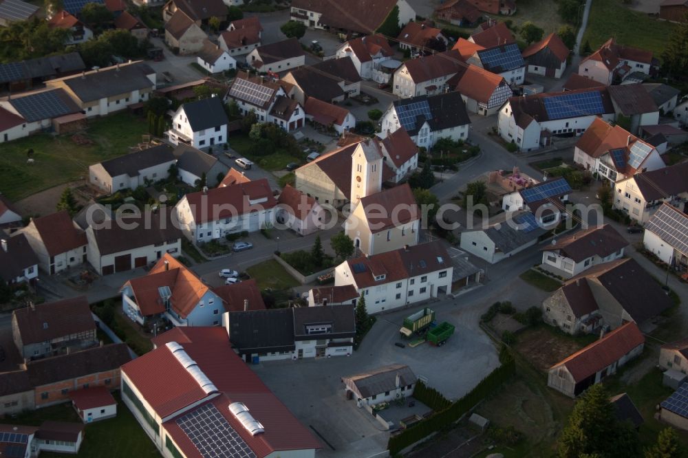 Alleshausen from the bird's eye view: Town View of the streets and houses of the residential areas in the district Kappel in Alleshausen in the state Baden-Wuerttemberg