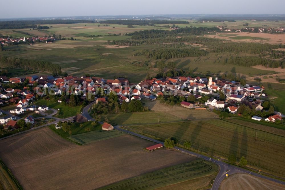 Aerial image Alleshausen - Town View of the streets and houses of the residential areas in the district Kappel in Alleshausen in the state Baden-Wuerttemberg