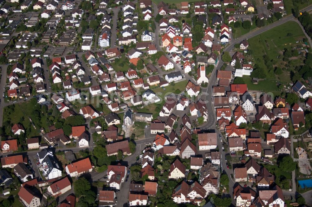 Aerial photograph Herrenberg - Town View of the streets and houses of the residential areas in the district Kuppingen in Herrenberg in the state Baden-Wuerttemberg