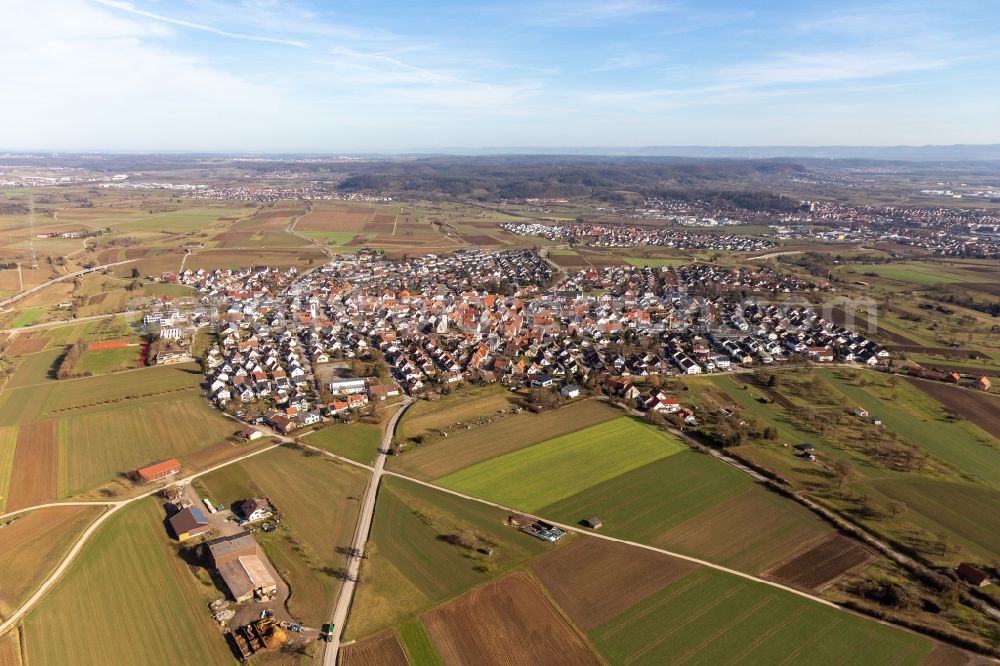 Herrenberg from the bird's eye view: Town View of the streets and houses of the residential areas in the district Kuppingen in Herrenberg in the state Baden-Wuerttemberg