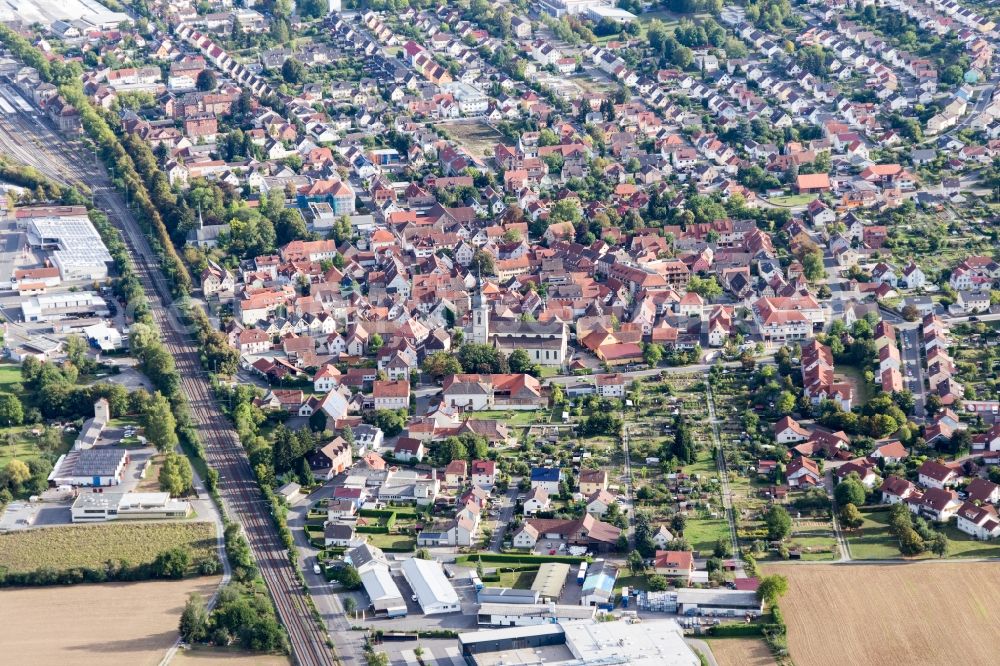 Lauda-Königshofen from the bird's eye view: Town View of the streets and houses of the residential areas in the district Lauda in Lauda-Koenigshofen in the state Baden-Wurttemberg, Germany