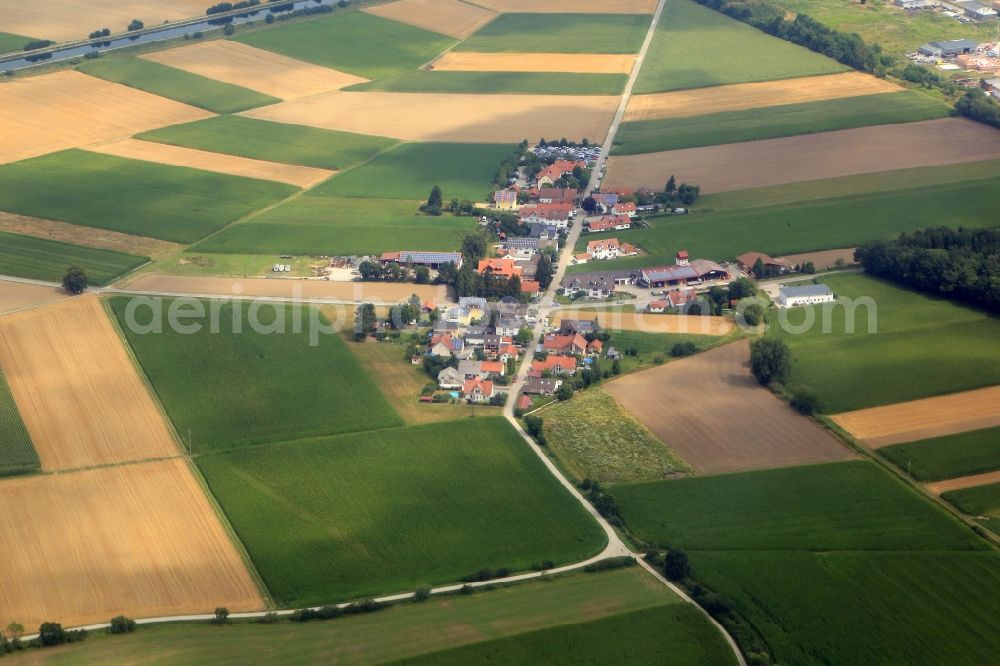 Wartenberg from above - View of the streets and houses in the village and district Manhartsdorf in Wartenberg in the state Bavaria, Germany