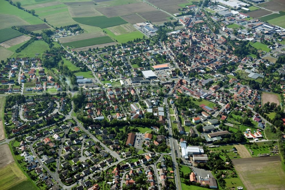 Hofheim in Unterfranken from the bird's eye view: Town View of the streets and houses of the residential areas in the district Muehle (untere) in Hofheim in Unterfranken in the state Bavaria, Germany