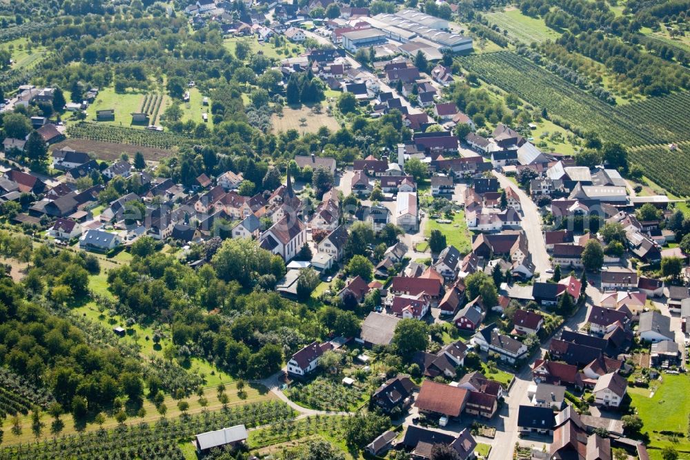 Aerial image Achern - Town View of the streets and houses of the residential areas in the district Moesbach in Achern in the state Baden-Wuerttemberg