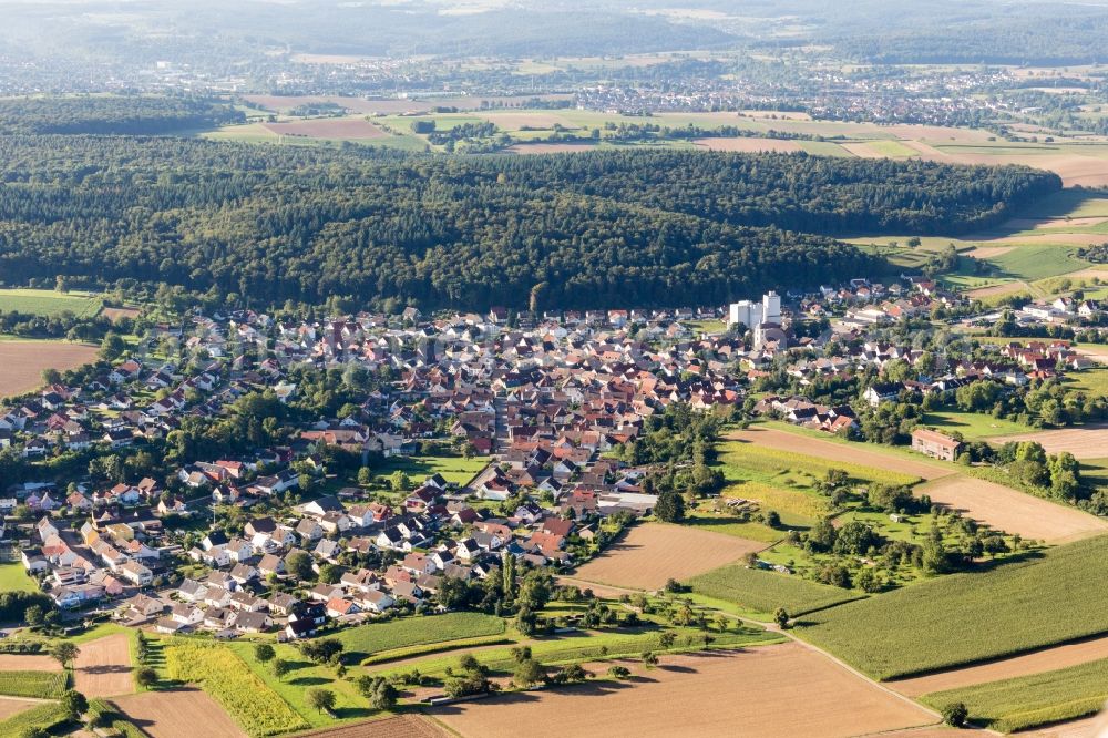 Aerial photograph Bretten - Town View of the streets and houses of the residential areas in the district Neibsheim in Bretten in the state Baden-Wuerttemberg, Germany