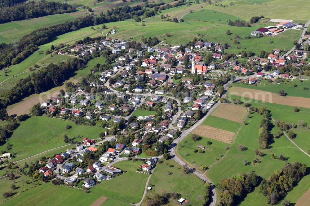 Rheinfelden (Baden) from above - Town View of the streets and houses of the residential areas in the district Eichsel in Rheinfelden (Baden) in the state Baden-Wurttemberg, Germany