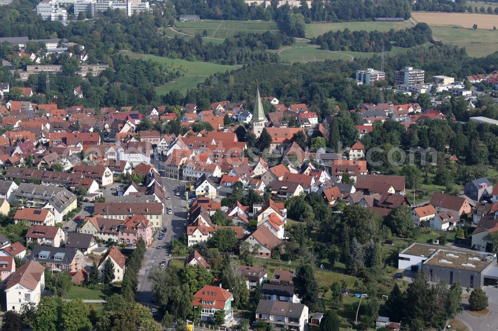 Aerial image Stuttgart - Town View of the streets and houses of the residential areas in the district Plieningen in Stuttgart in the state Baden-Wuerttemberg