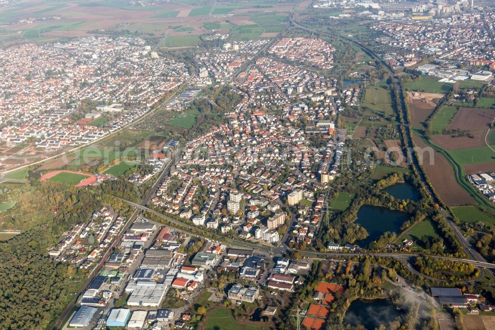 Leimen from the bird's eye view: Town View of the streets and houses of the residential areas in the district Sankt Ilgen in Leimen in the state Baden-Wuerttemberg, Germany