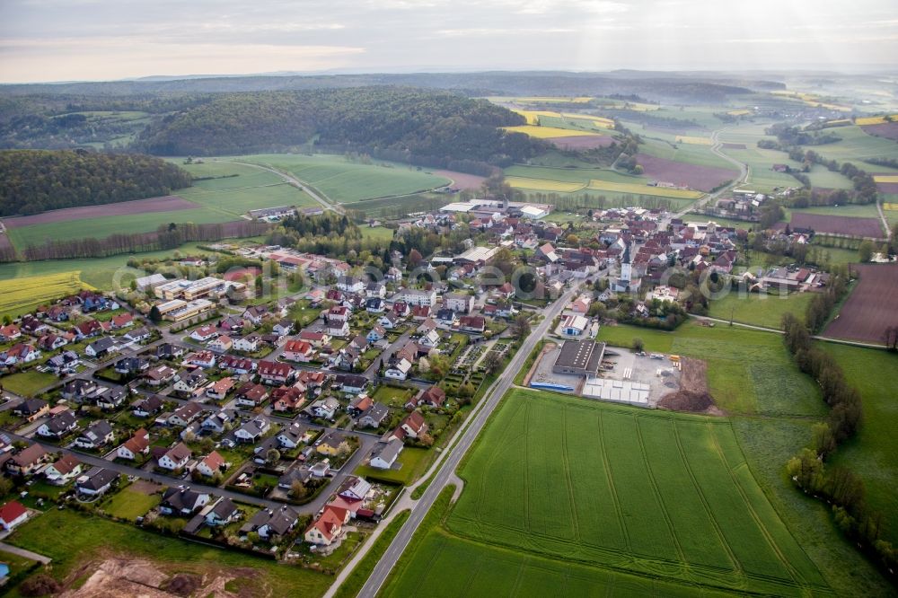 Rauhenebrach from the bird's eye view: Town View of the streets and houses of the residential areas in the district Untersteinbach in Rauhenebrach in the state Bavaria, Germany