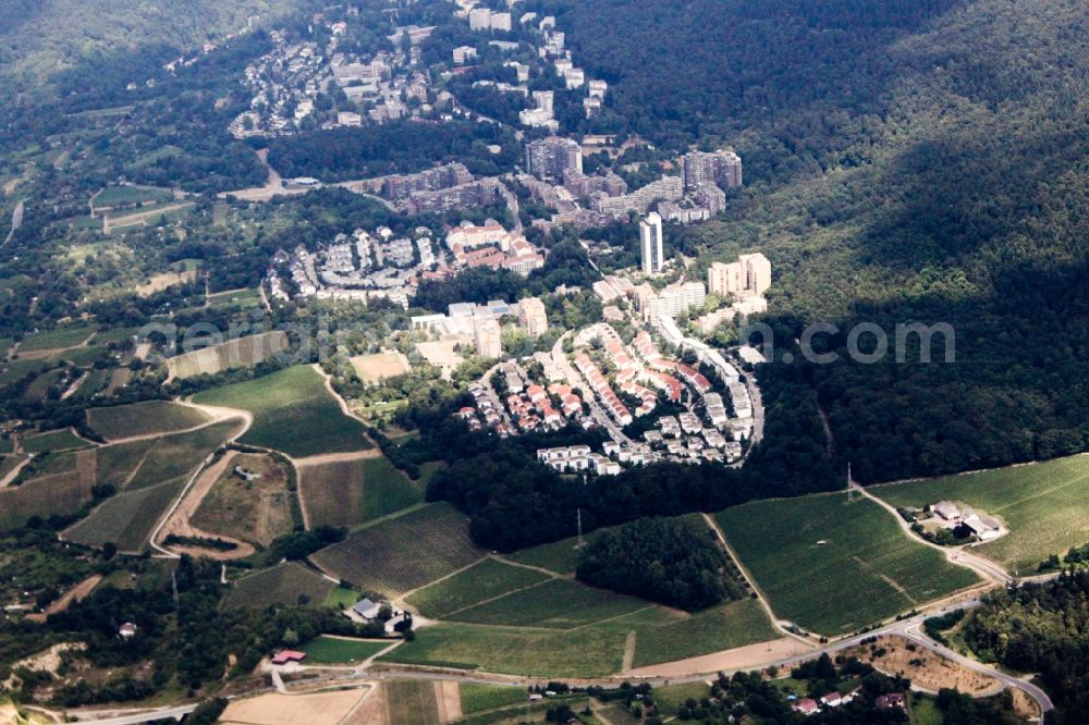 Aerial image Heidelberg - Town View of the streets and houses of the residential areas in the district Emmertsgrund-Sued in Heidelberg in the state Baden-Wuerttemberg