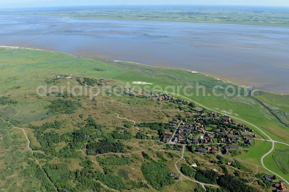 Aerial image Baltrum - Town View of the streets and houses of the residential areas of Ostdorf in Baltrum in the state Lower Saxony